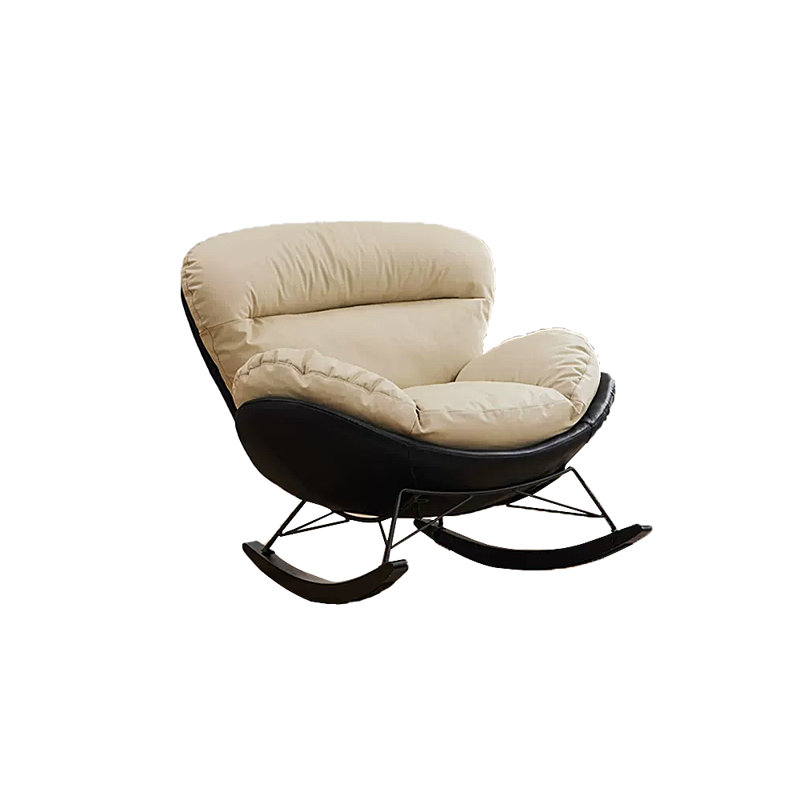 Chaise berçante en métal, Noir, Blanc cassé