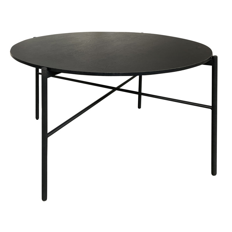Holgate Round Metal Base Dining Table, Black Ash