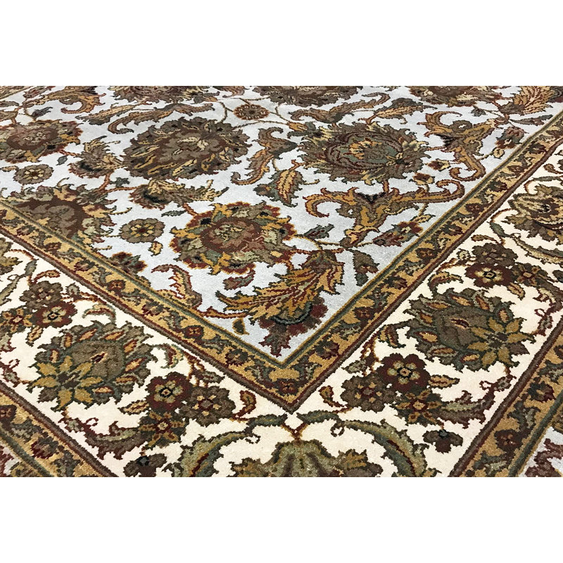 Tapis brun et beige de haute qualité noué à la main