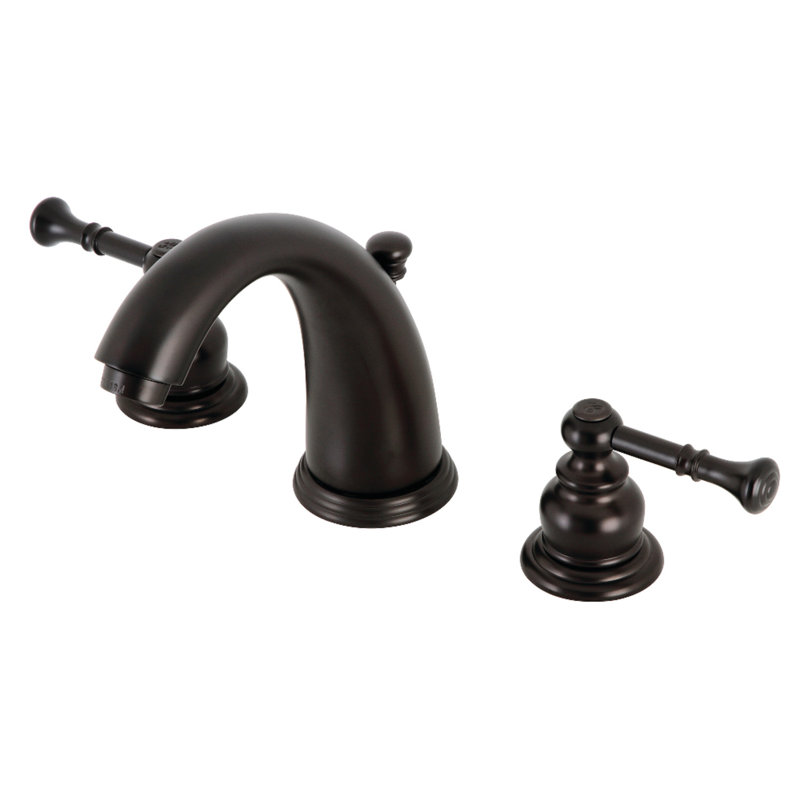 Kingston Brass Naples Two-Handle 3-Hole Deck Mount Widespread Bathroom Faucet with Retail Pop-Up Drain, Oil Rubbed Bronze