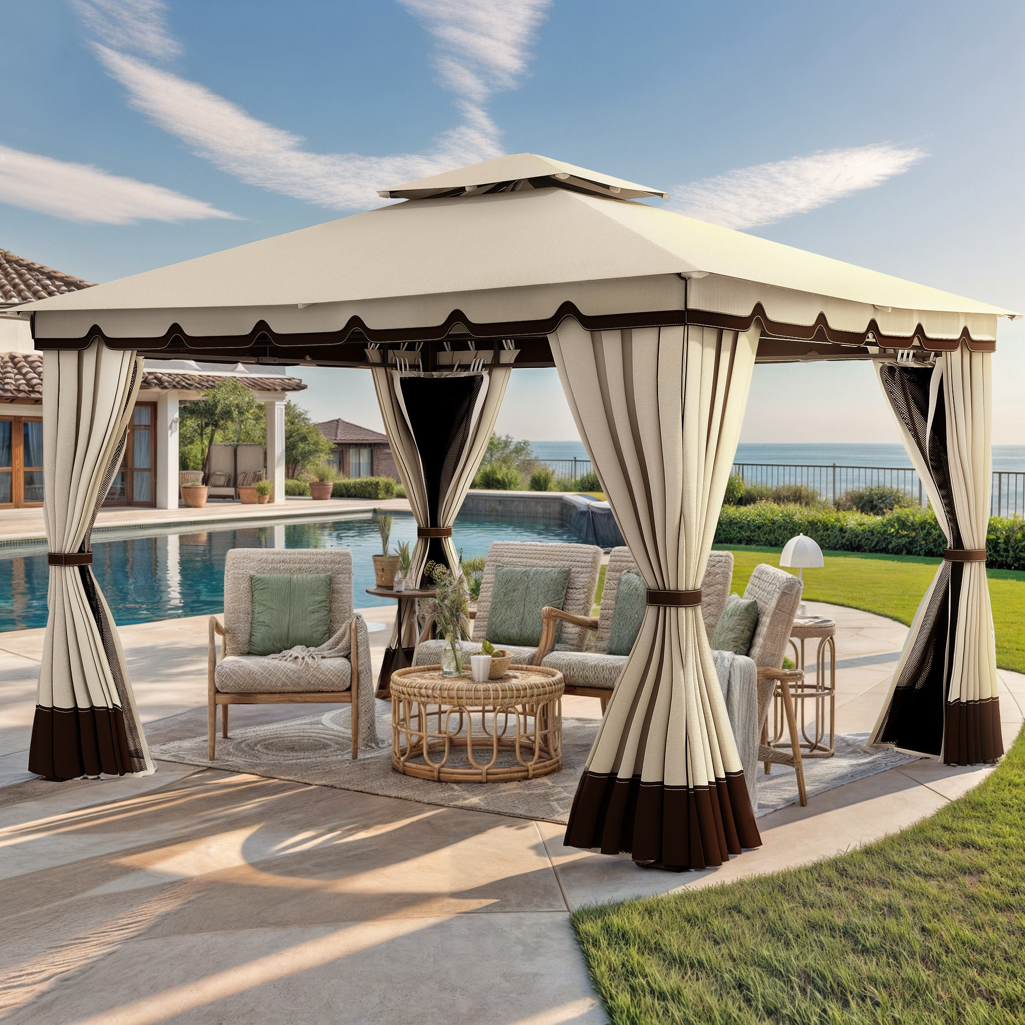 Edrosie Inc 10x12 FT Roman Canopy Gazebo - Style and Shade - Wayfair Canada