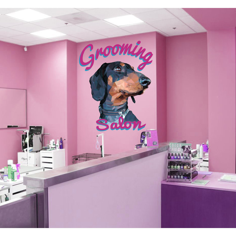 Adhésif décoratif polygonale chien teckel, GD104 (33x33)