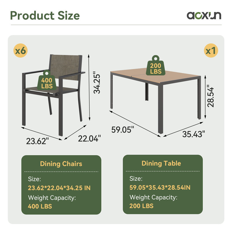 Patio Dining Set with, Black/Warm Grey, Yellow