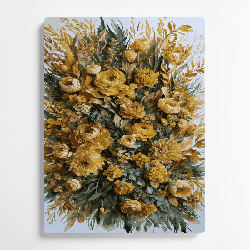 Aquarelle florale 58, art mural en métal brun, H 24 po x l 36 po