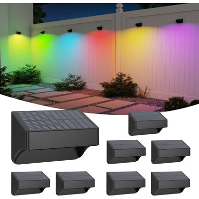 Solar Fence Lights Outdoor,Fence Solar Lights Outdoor Waterproof Led IP65 With10 Fixed Colours & RGB Colour Changing For Wall Backyard Step Railing Patio Pool Porchaily&Holiday Decorations