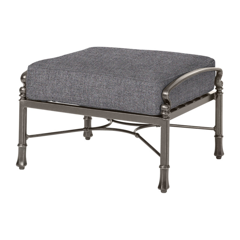 Bella Vista Outdoor Ottoman, Cast Slate Sunbrella® Plainweave, Midnight Gold