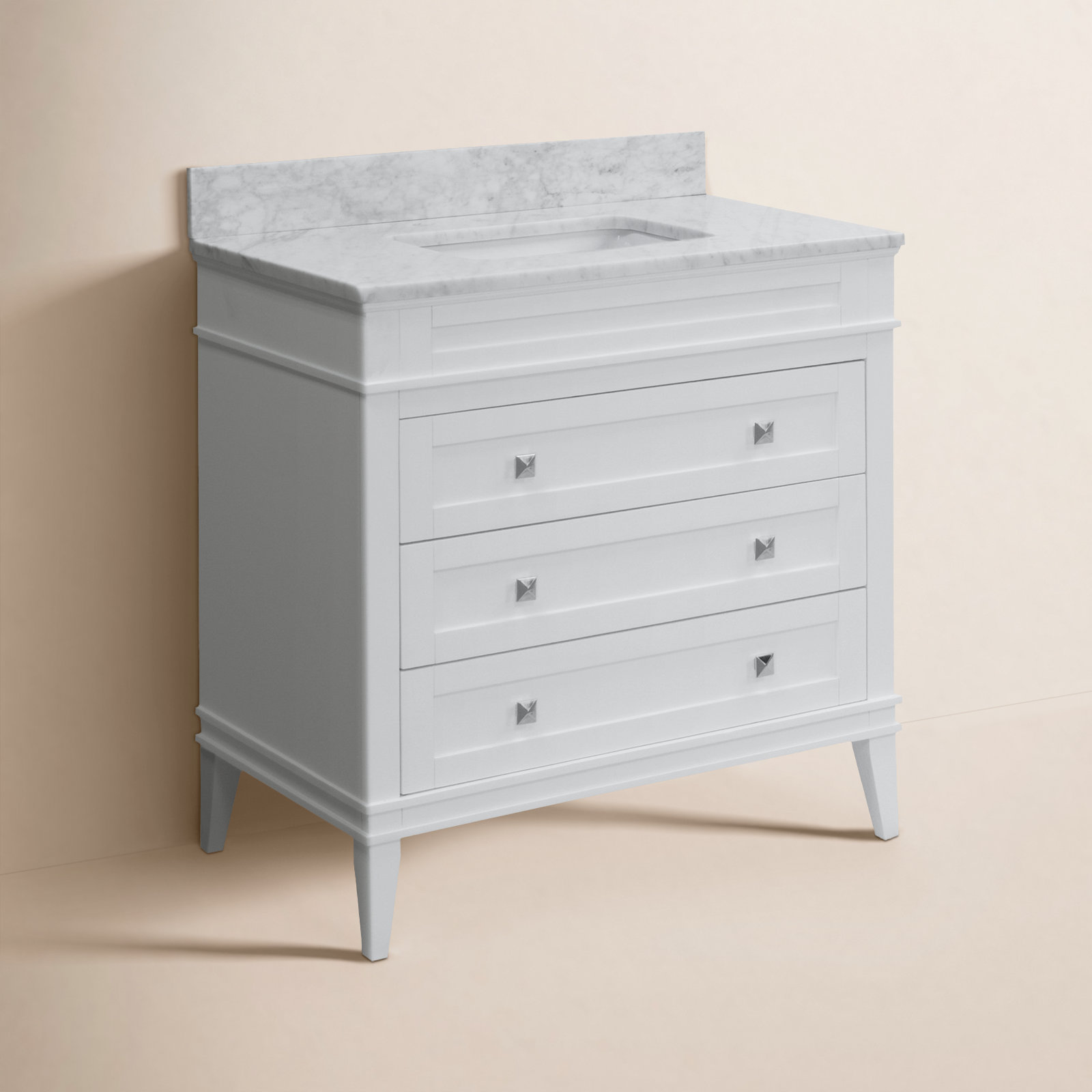 Frankfurt 30'' Single Bathroom Vanity, White, Carrara Marble