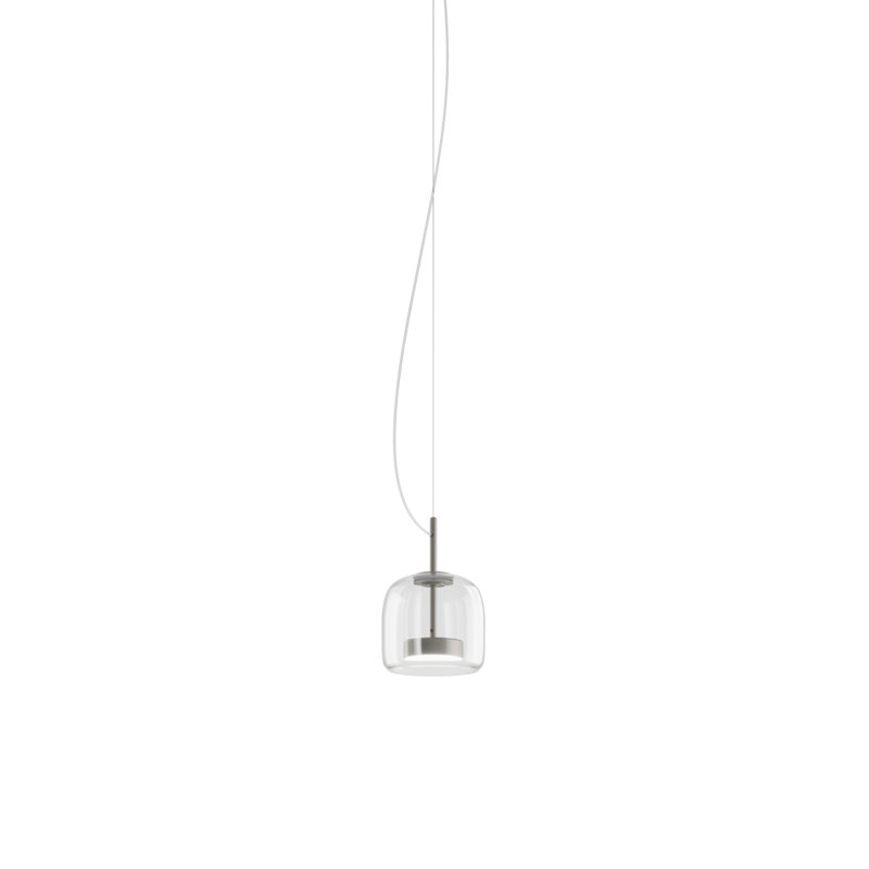 Jube 1 - Light LED Pendant, Matte Steel, Crystal Transparent, 85" H x 7" W x 7" D