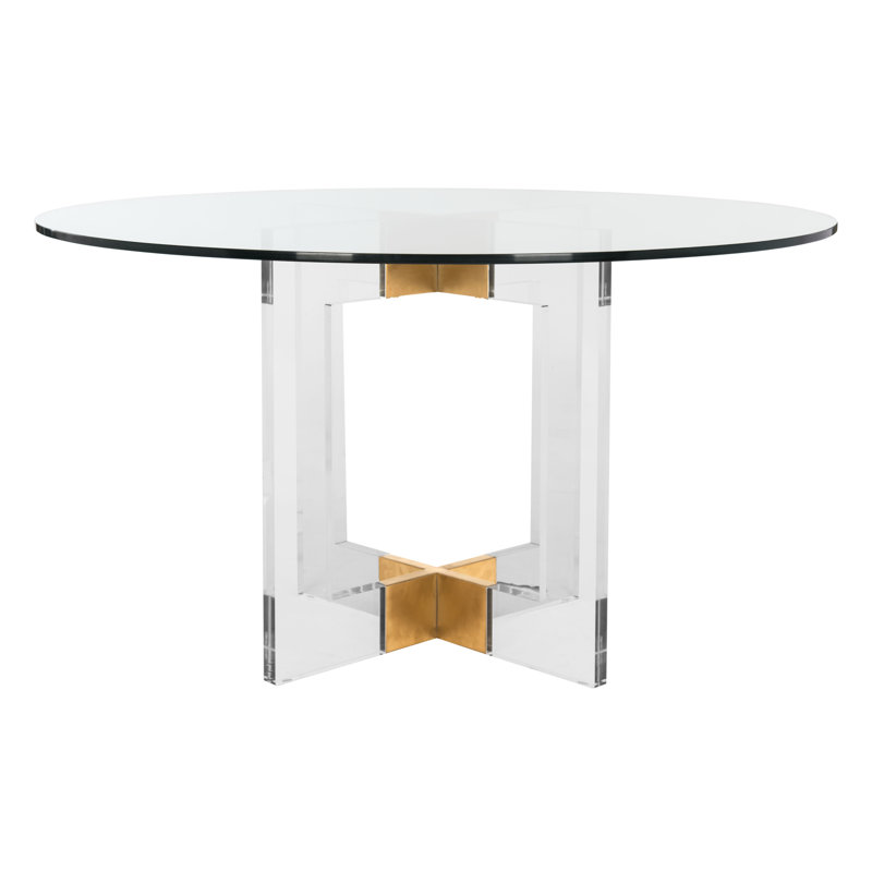 Ravello Round Glass Top Dining Table, 30" H x 42" L x 42" W