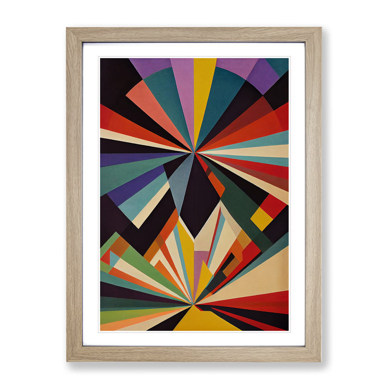 XC1022-3767X Retro Abstract Art No.3 - Wrapped Canvas Print, 46cm H x 34cm W x 2cm D, Oak Framed