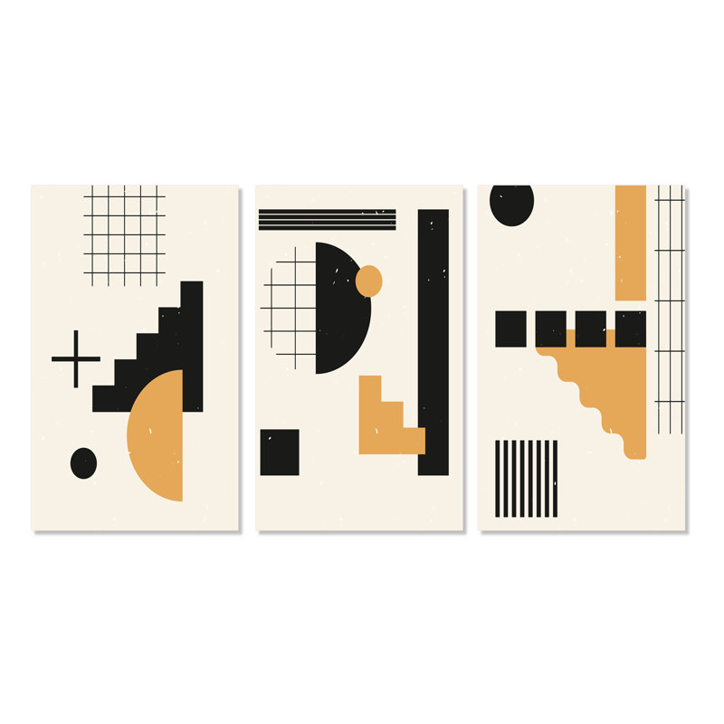 Ensemble de 3 pièces d'art moderne rétro Mid-Century, H 28 po x l 36 po