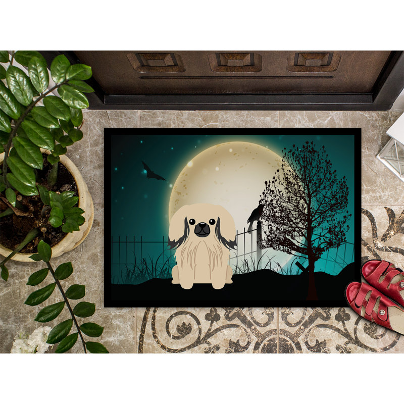 Tapis de porte d'extérieur effrayant Carking Halloween, Crème, Rectangle 1 pi 6 po x 2 pi 3 po