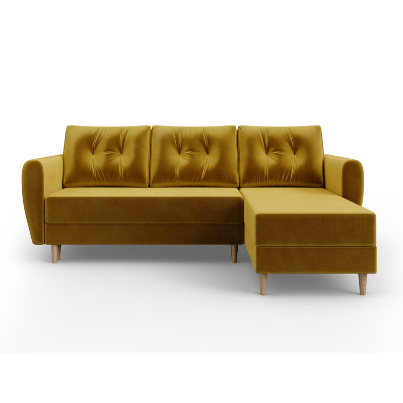 Staffon 3 Seater Corner Sofa , Honey yellow - Itaka33, Right -sided