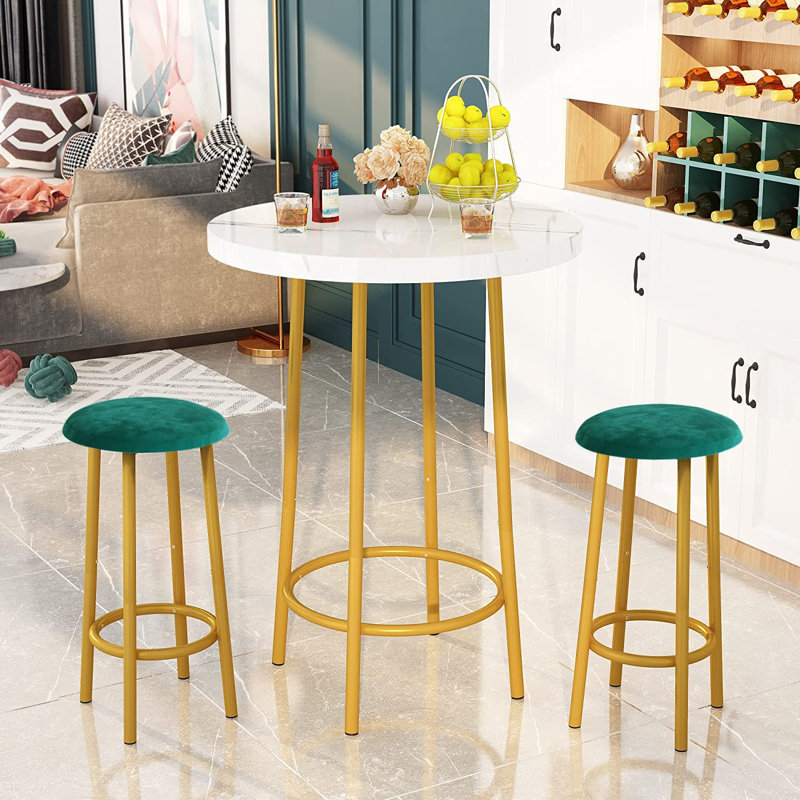 Tadeo Dining Set, White, Gold, Green/Gold