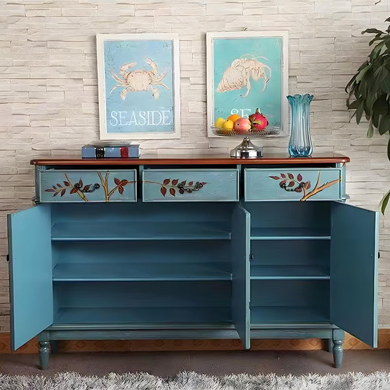 American Vintage Shoe Cabinet Side Cabinet 21 Pair Shoe Storage Cabinet