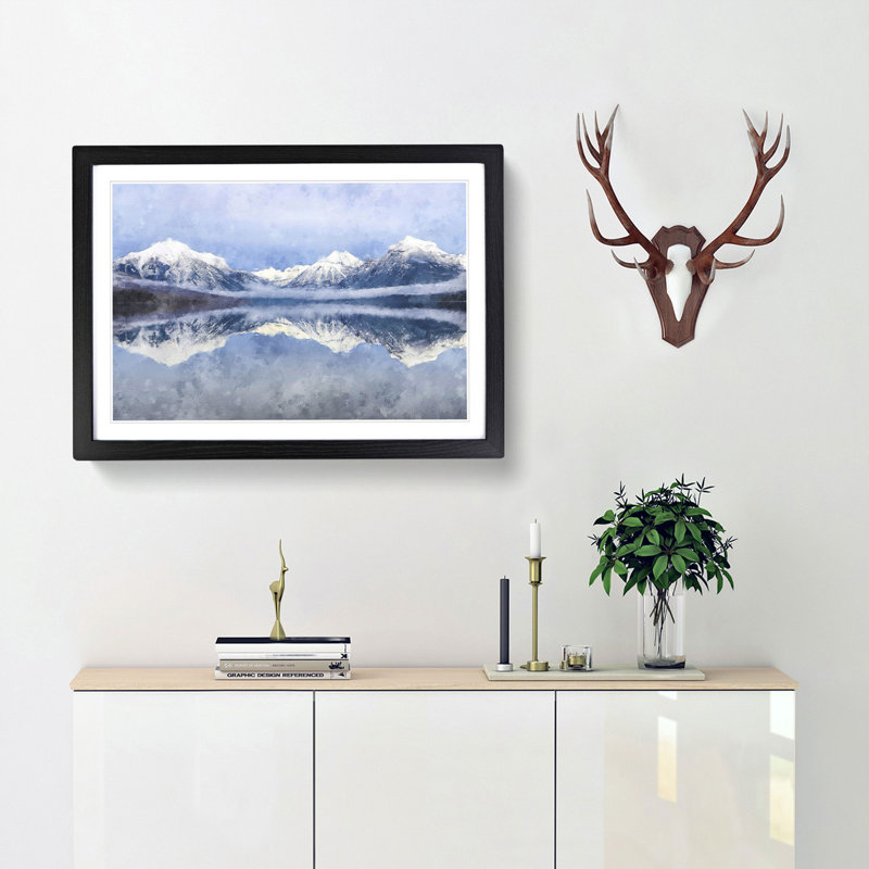 Lake Mcdonald in Montana - Picture Frame Painting Print, 24cm H x 33cm W x 2cm D, Black Framed