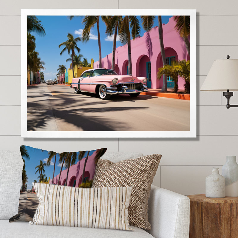 Miami Miami Cadillac V, reproduction d'art sur toile, H 30 po x l 40 po x P 1,5 po, Cadre simple blanc