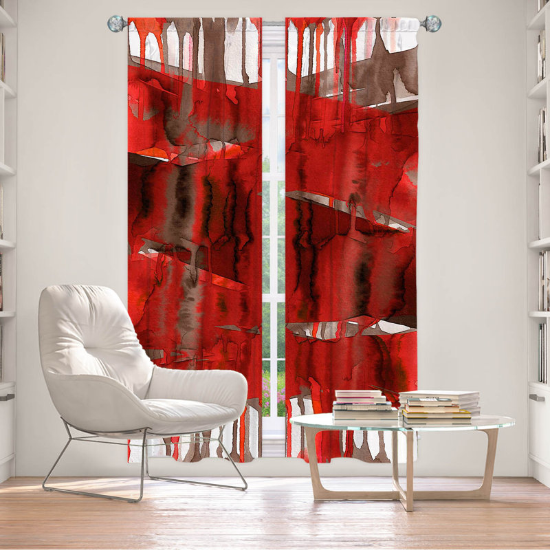 Jemine Room Darkening Curtain Pair, 20" W x 82" L, Bright Red
