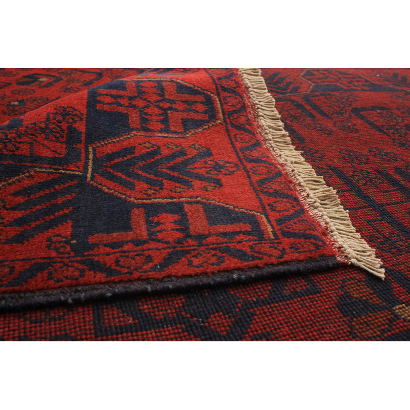 Tapis de zone en laine rouge 3 pi 11 po x 6 pi 6 po à main one-of-kind-noué la 2010s esari turque Alarick