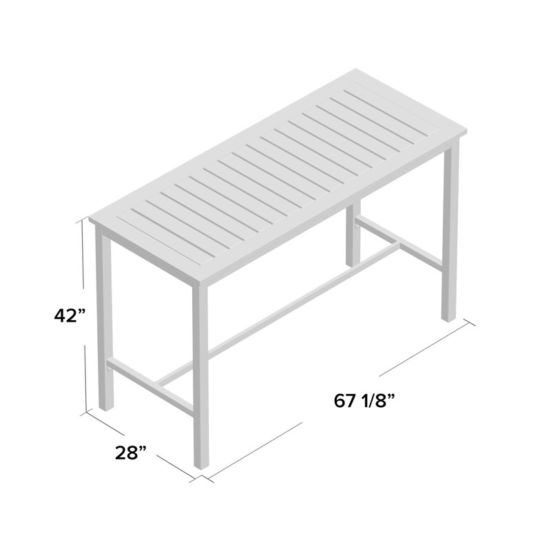Club Aluminum Rectangle Outdoor Bar Table, Mahogany
