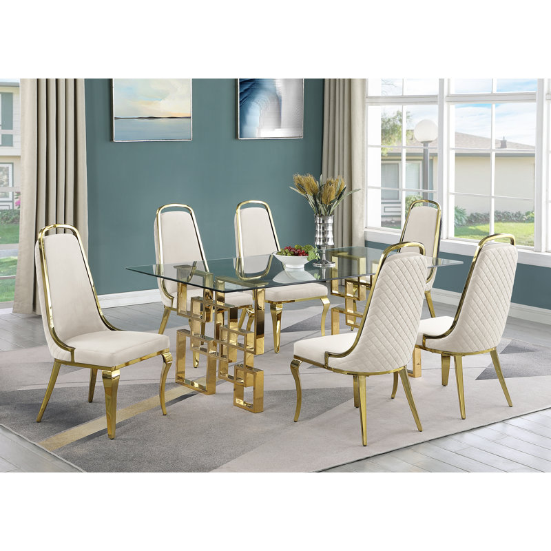 Pleasanton 6 - Person Double Pedestal Dining Set, Cream
