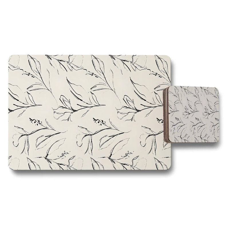 Colorful Coastal Town Placemats And Coaster Set With Palm Trees