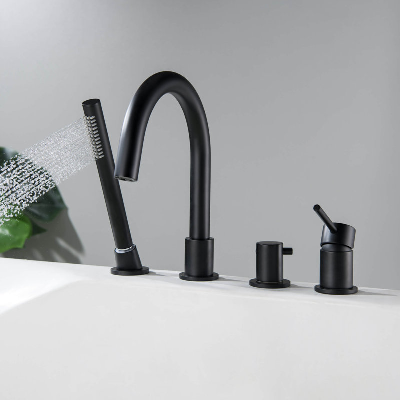 Robinet de baignoire romaine monocommande à fixation sur le comptoir, Noir mat