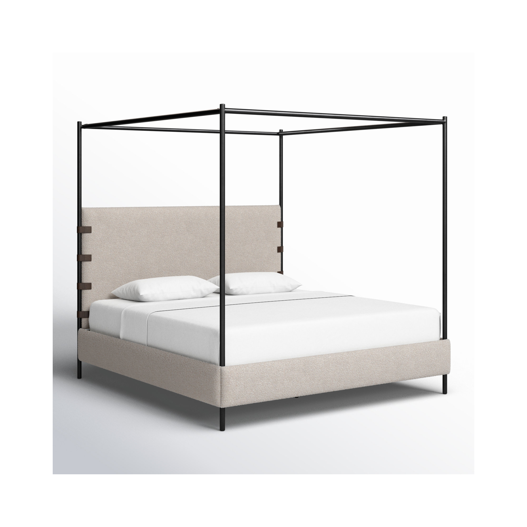Malo Upholstered Metal Canopy Bed, Knoll Natural, King