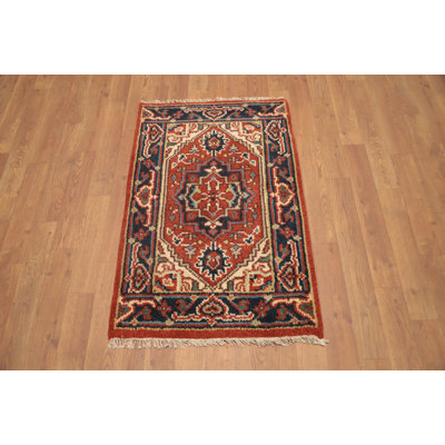 Orange Kazak Handmade Wool Rug 2x3
