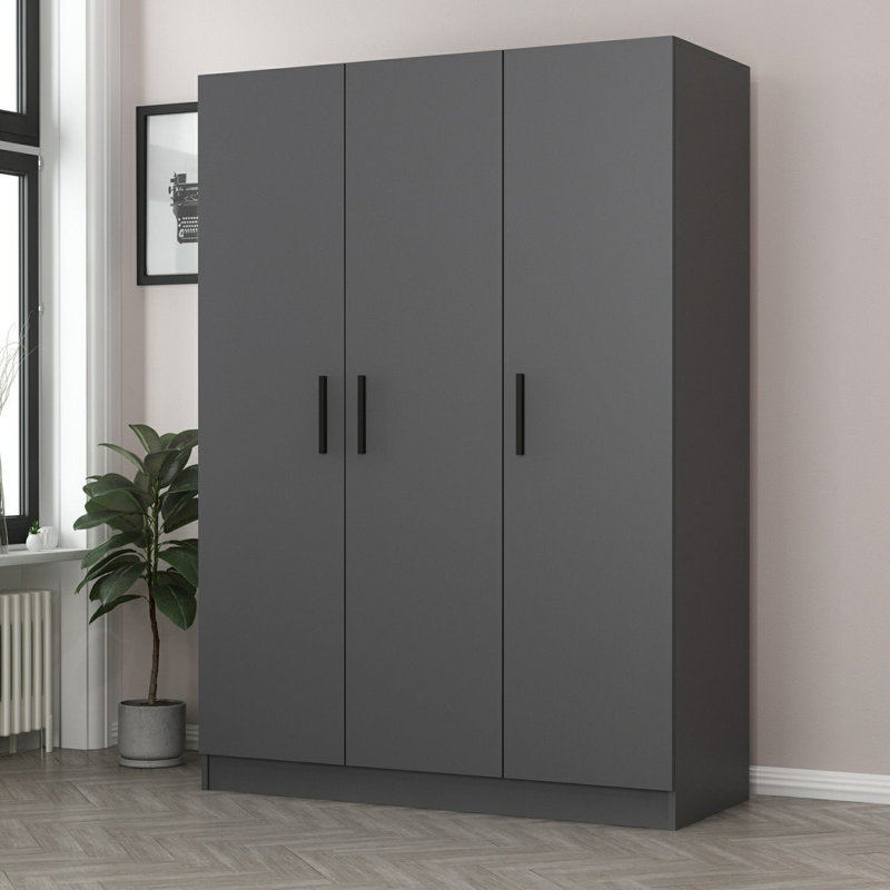 Modern Anthracite Wardrobe, 52.0 x 53.1 x 82.7 inches | 100% Melamine Coated Particle Board, Thickness: 0.7 inches | Stylish Storage Solution for Bedroom & Closet, Durable & Elegant Design
