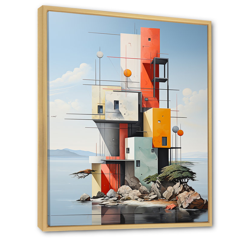 «Ocean De Stijl Lansdcape» sur toile, H 44 po x l 34 po x P 1,5 po, Cadre naturel flottant