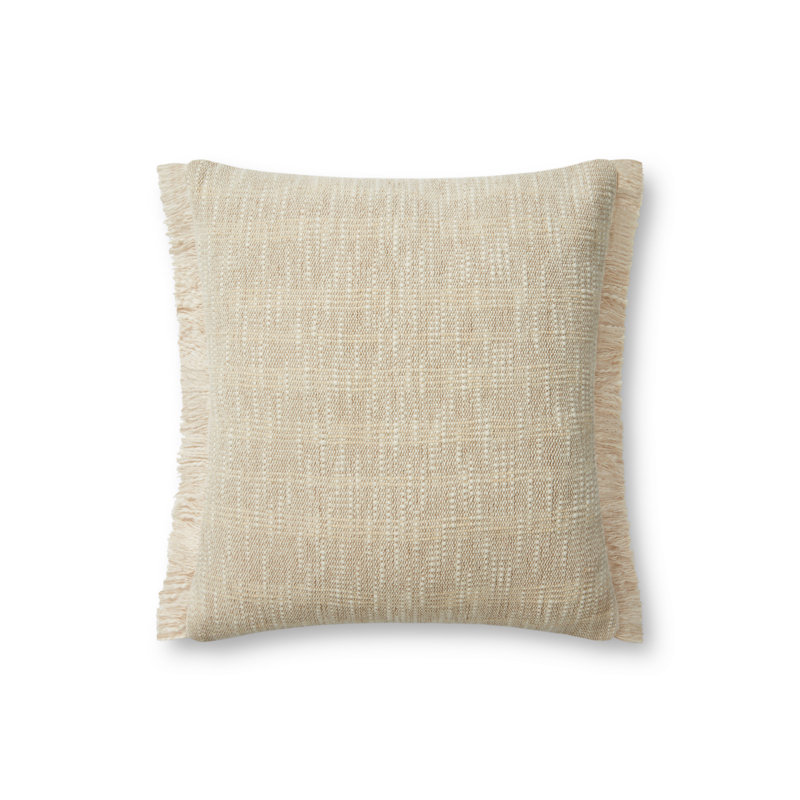 Sand and Natural Woven Cotton Round Throw Pillow