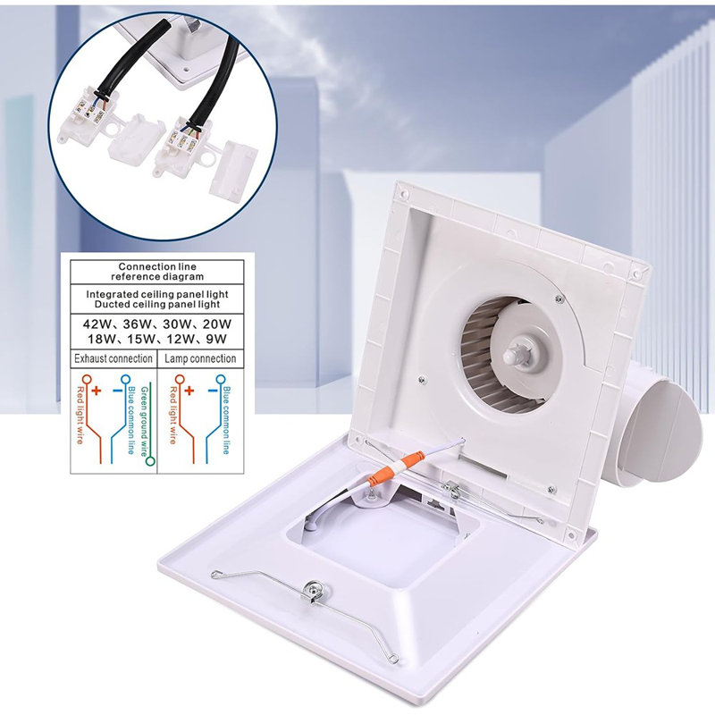 Ventilateur de salle de bain carré avec lumière DEL, 110 CFM 30W, 4 lumières