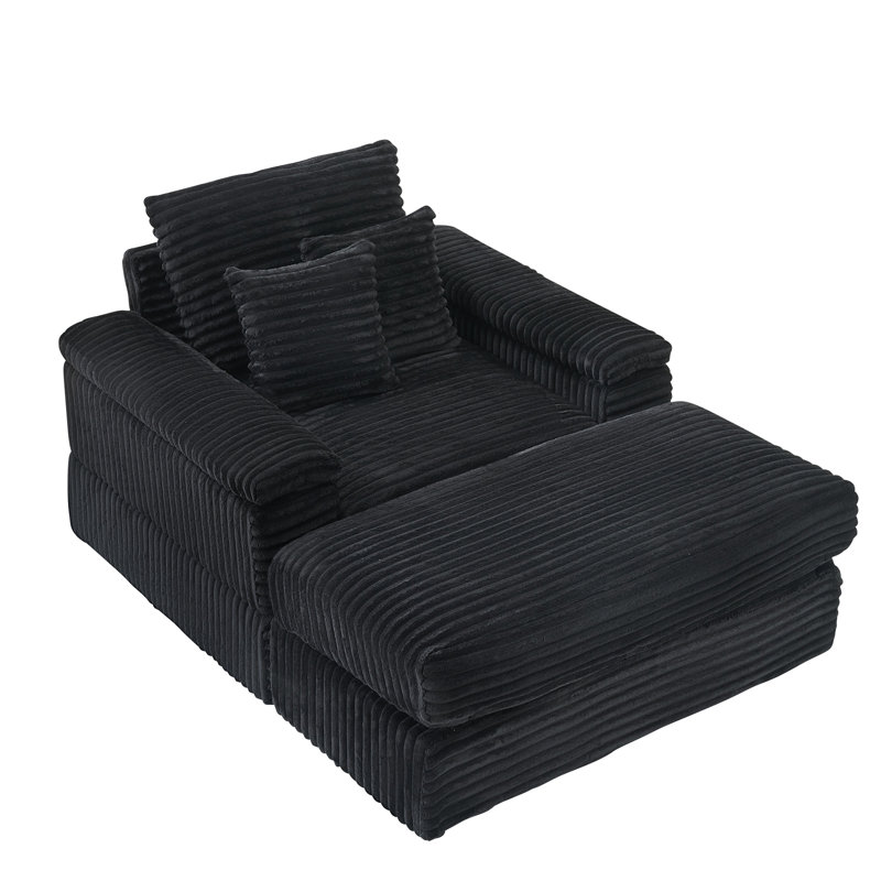 Canapé simple en velours côtelé 42,52 pouces, Noir