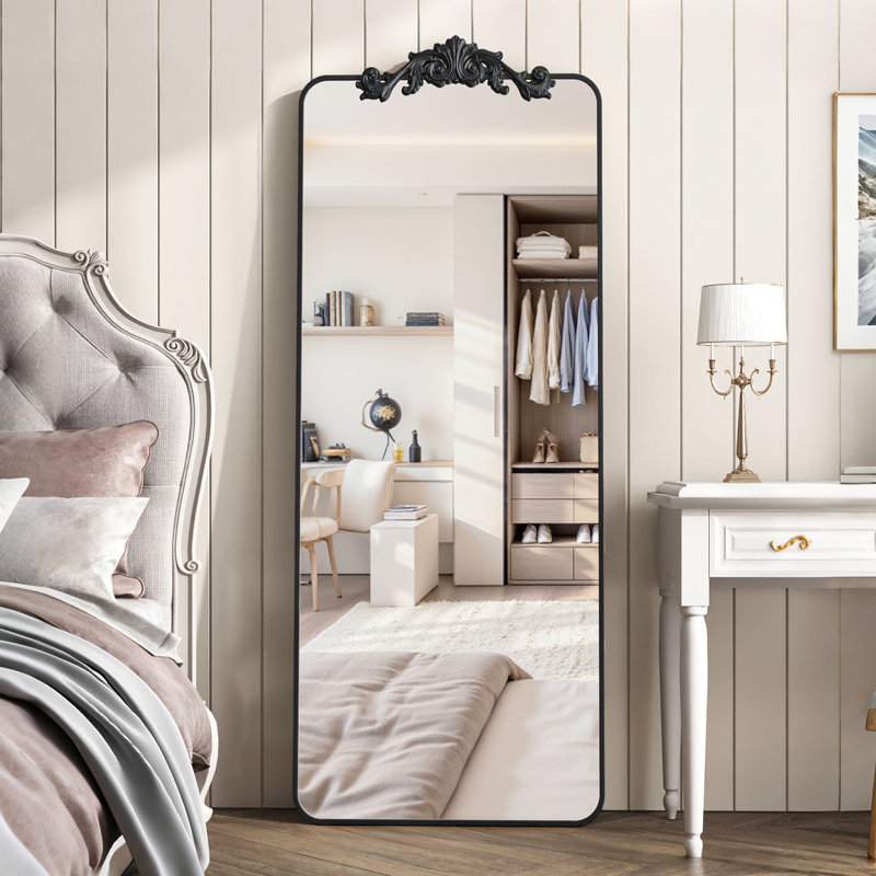 Miroir pleine longueur rétro gravé, Noir, 64"×21"