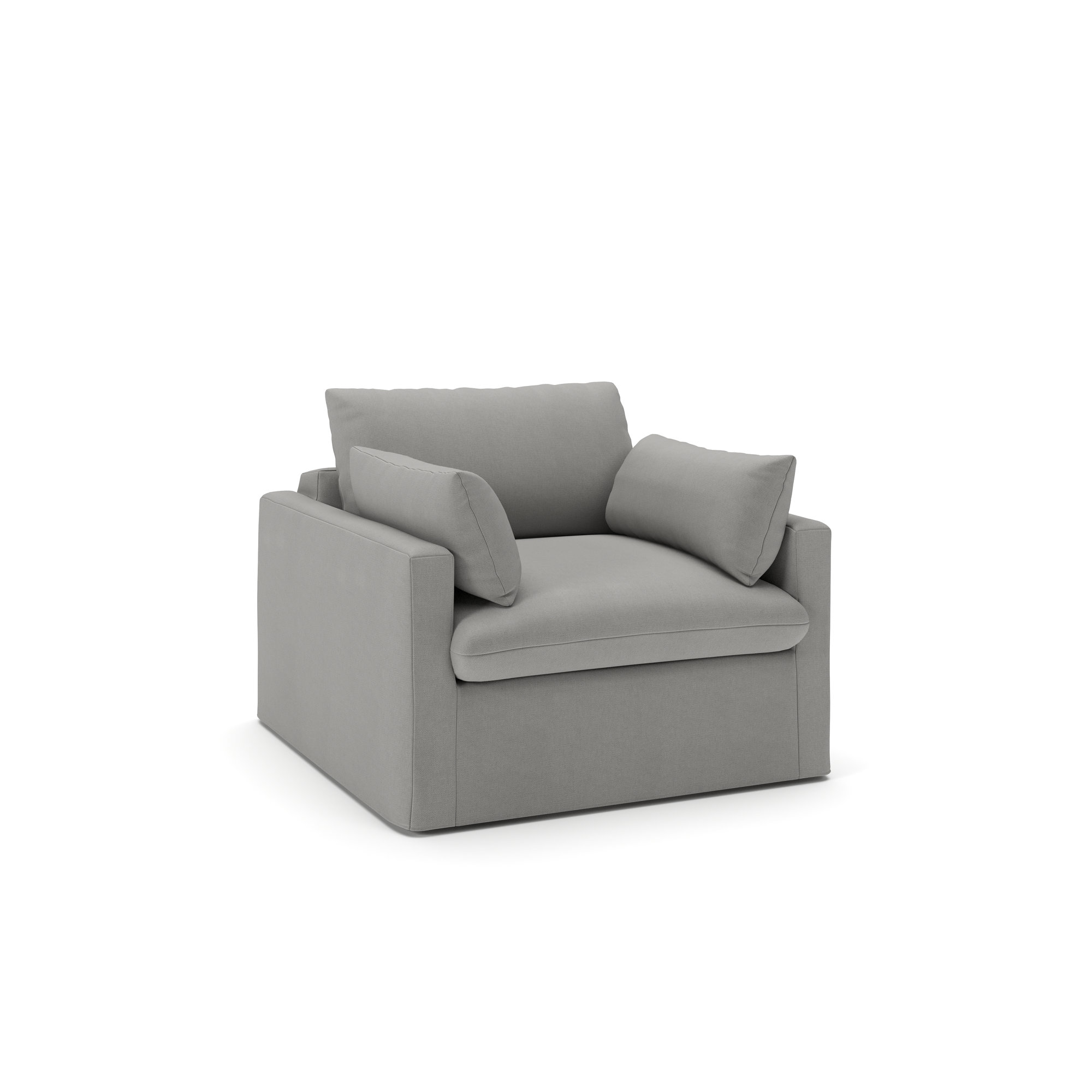 Luna Slipcovered Chair and a Half, Bayou Light Gray Canvas
