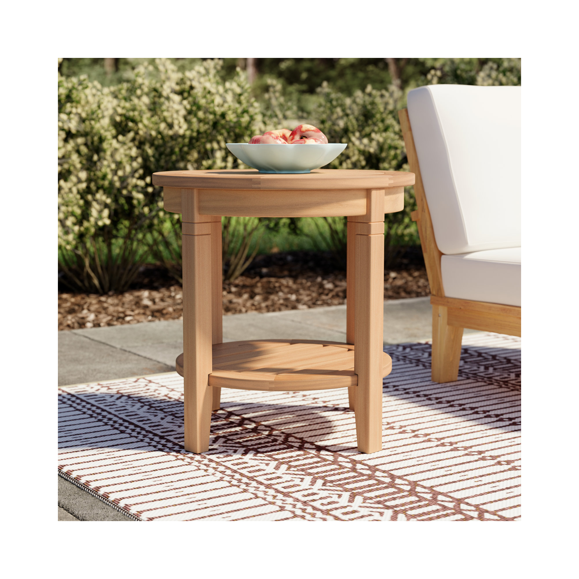 Colden Teak Outdoor Side Table, Natural Teak, 18"