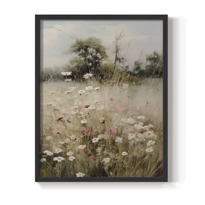 Impression florale vintage encadrée CCxxxiv - bois massif, H 30 po x l 24 po, Noir, noir, noir, noir