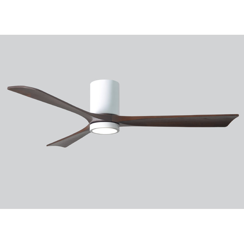Olivier Ceiling Fan with LED Lights, Gloss White, Walnut, 60"