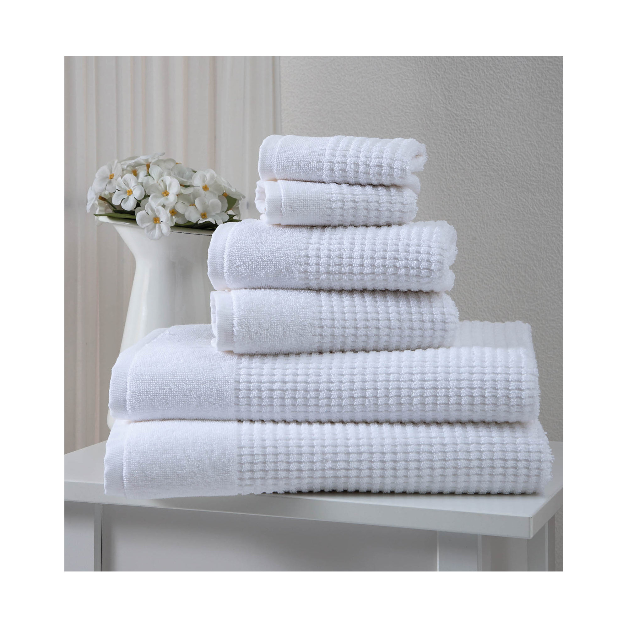 Earline 6 Piece Turkish Cotton Towel Set, White