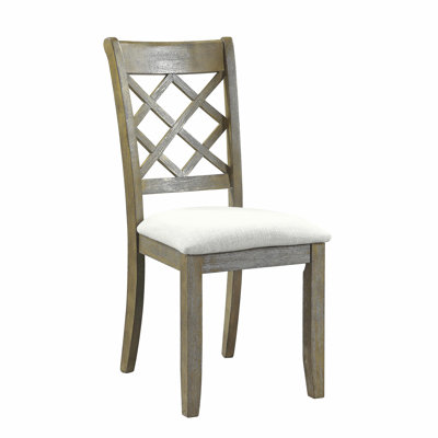 Karsen beige linen & country oak texture edge chair (2-piece set)