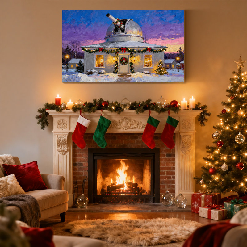 Arbre de Noël enneigé, lumières de soirée enneigées, ensemble de 3 impressions sur toile, H 12 po x l 18 po