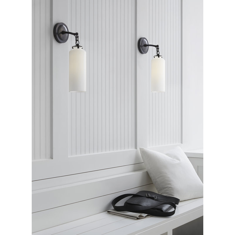 Thomas O'Brien Katie Small Cylinder Sconce, Bronze, White 