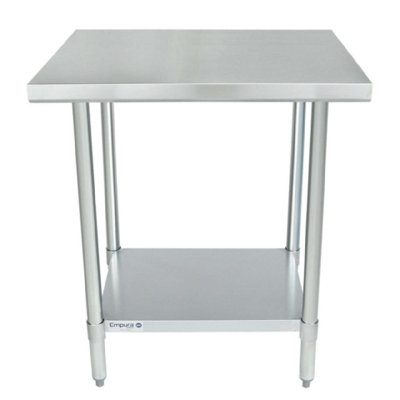 EMPURA 30" x 24" Stainless Steel Work Table | Commercial Flat Top Food Utility Prep Workstation for Kitchen Garage | 400 lb Capacity, Galvanized Undershelf Legs, 30"W x 24"D x 35"H, 18 Gauge, NSF