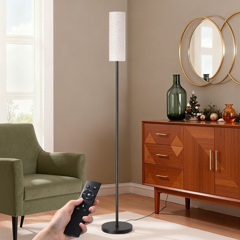 Lampe sur pied traditionnelle de 65 po avec télécommande et ampoule incluse Smathering, Noir, noir, noir, noir