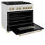 ZLINE Autograph 36" Legacy Dual Fuel Range in DuraSnow® w/ Black & Gold Accents