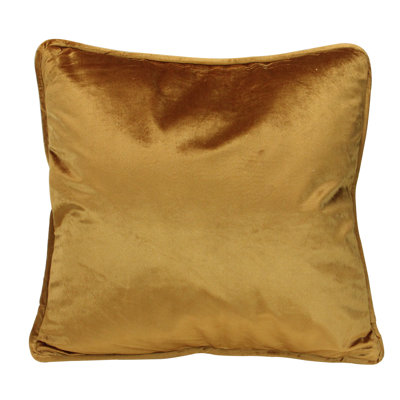 17" Plush Velvet Solid Square Throw Pillow with Piped Edging
