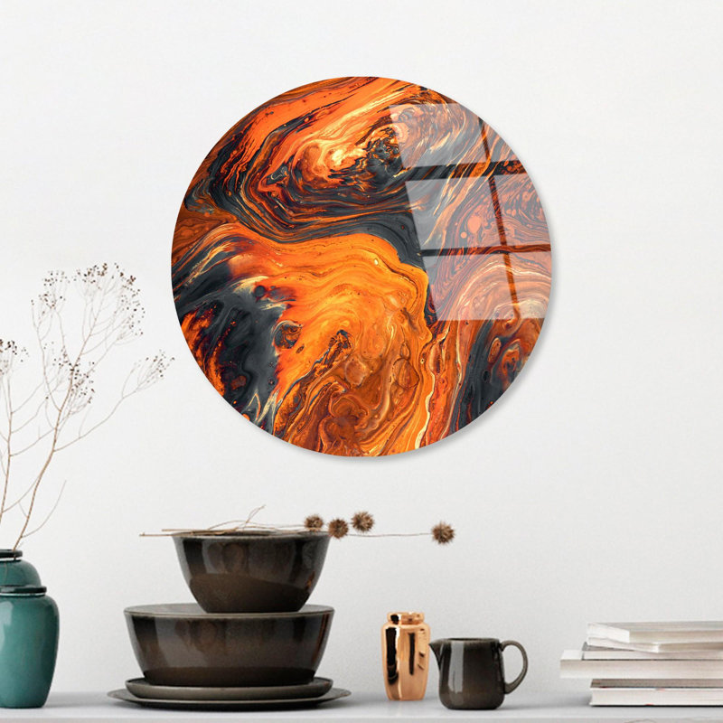 Decorative Tempered Glass Painting, Shatter-Resistant, 11.8 in Diameter | 100% Tempered Glass, 0.16 in Thick | High-Resolution UV Print on Back Surface, Easy to Clean, Vibrant Colors, Includes Attached Hanger