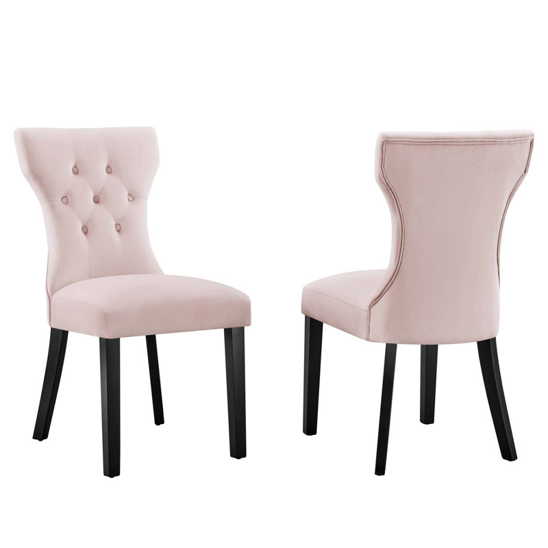 Modway Silhouette Performance Velvet Dining Chairs, Pink
