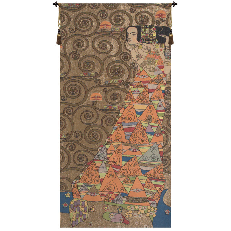 L'attente Klimt A Droite Loom Woven Cotton Blend Wall Hanging, 38" H x 18" W